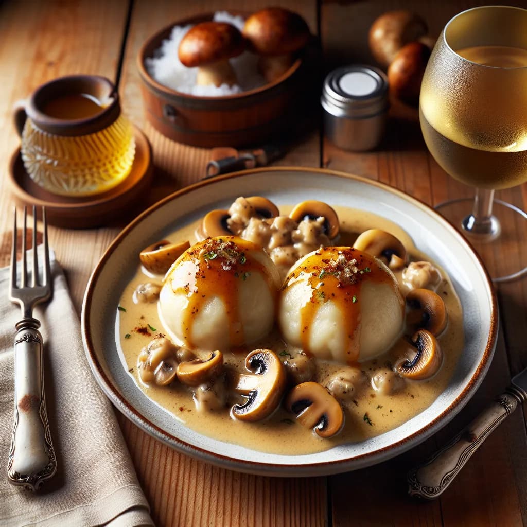 Semmelknödel mit Pilzrahmsauce