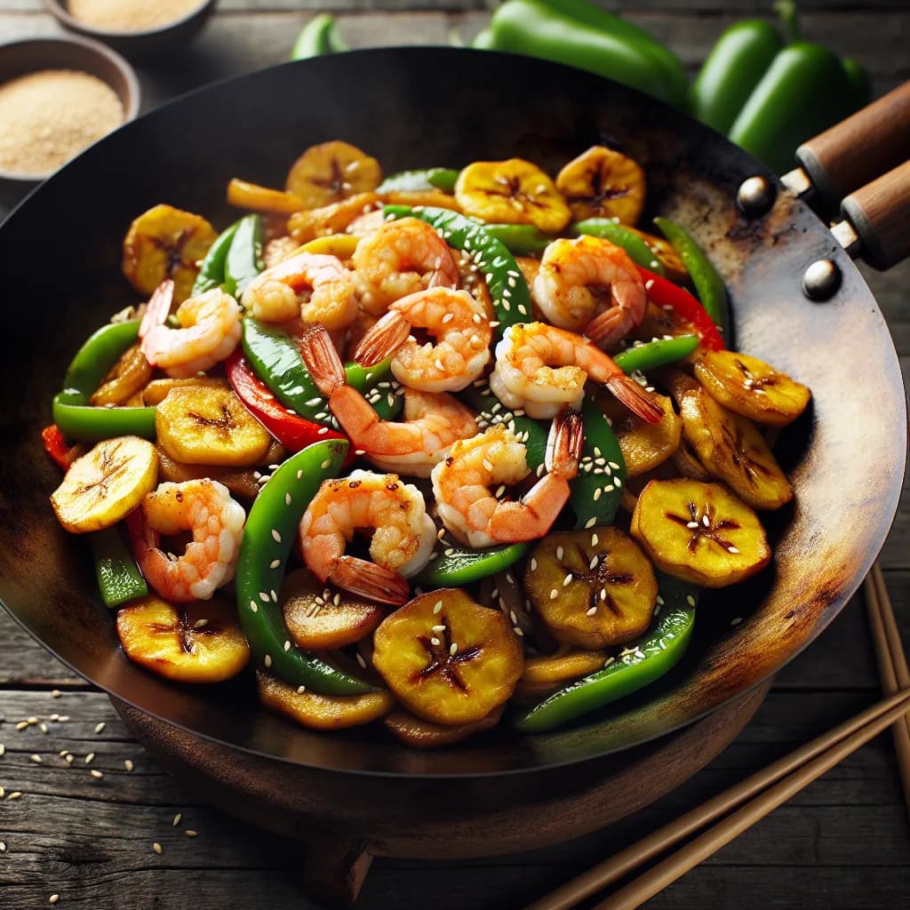 Sese Plantain and Shrimp Stir-Fry