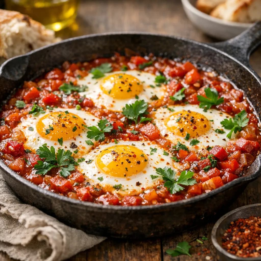 Shakshuka (Eggs Poached in Spicy Tomato Sauce)
