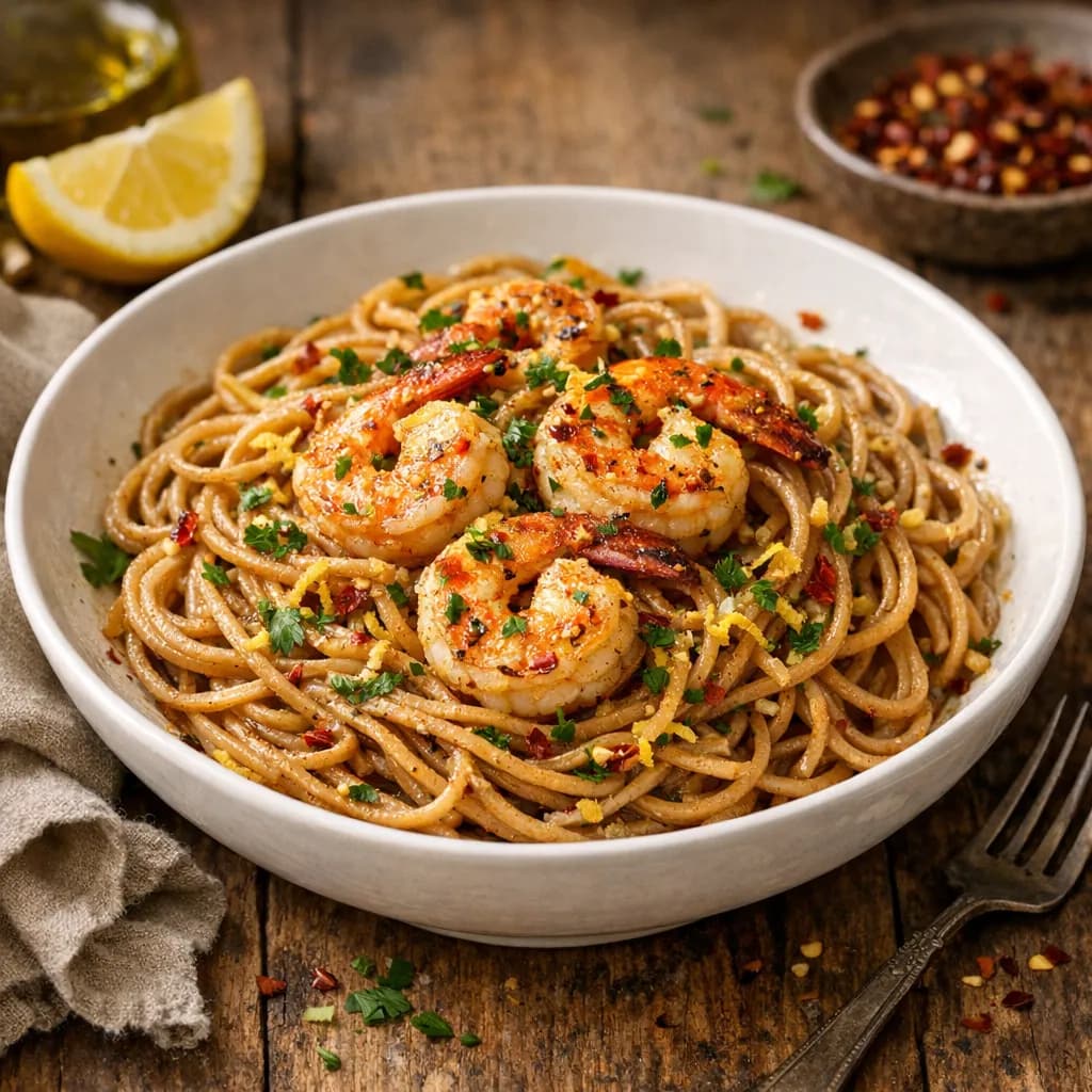 Sicilian Devilish Garlic Butter Shrimp Pasta