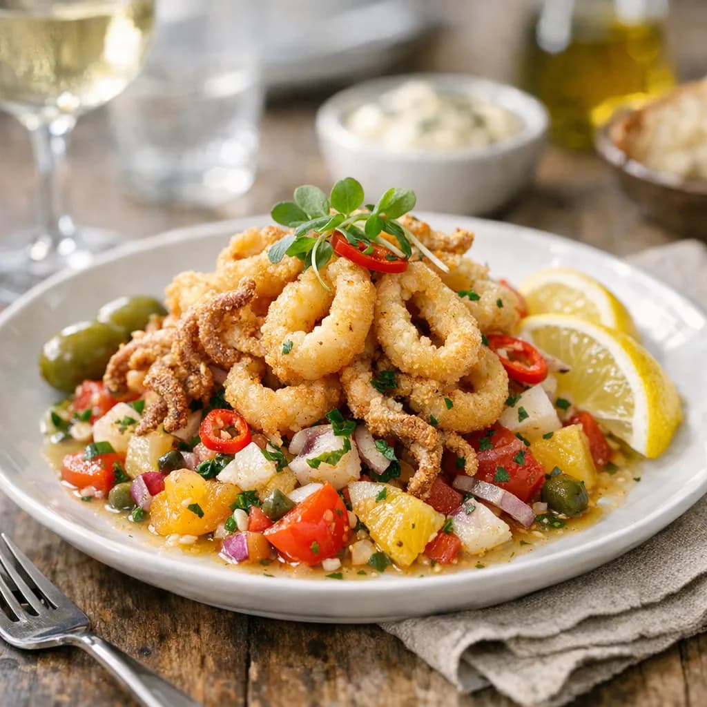 Sicilian Fried Calamari Ceviche