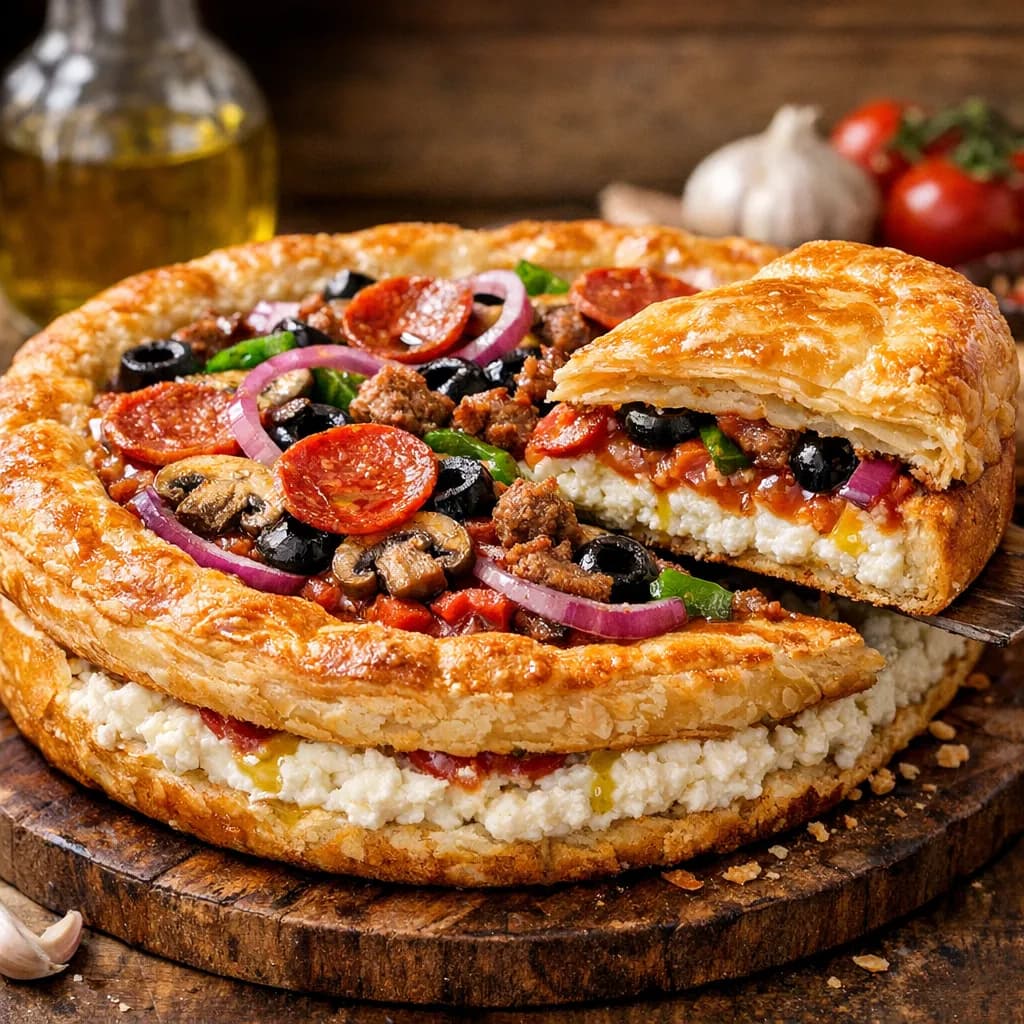 Sicilian Ricotta Stuffed 2-Layer Sufficiante' 7 Topping Pizza