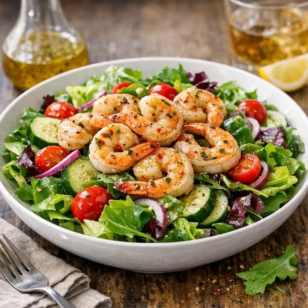 Sicilian Shrimp Scampi Salad with Black Label Vinaigrette