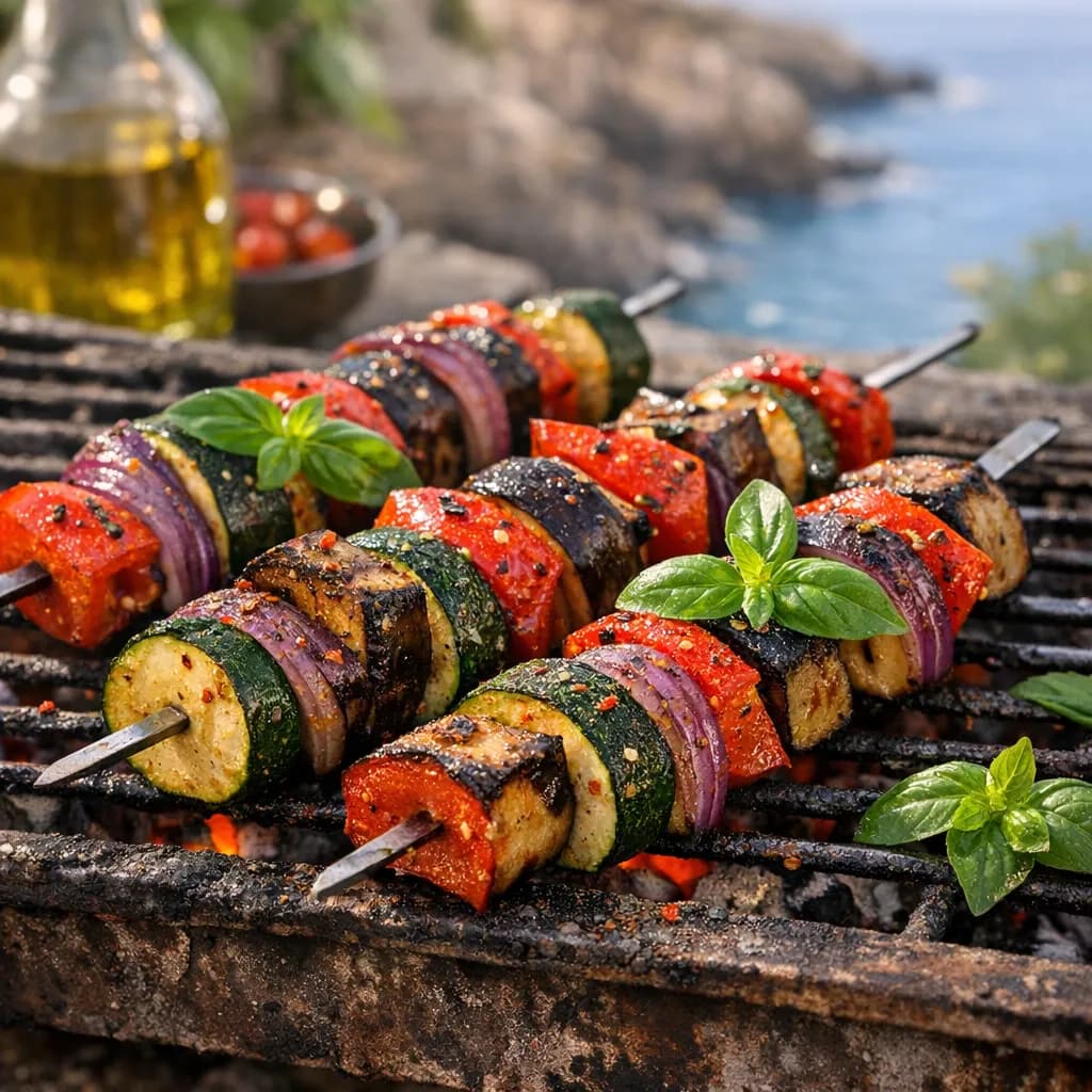 Sicilian Spicy Grilled Vegetable Kabobs