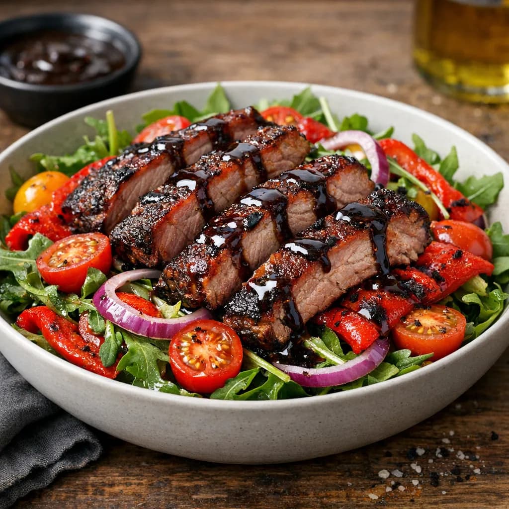 Sicilian Tex-Mex Rib & Roasted Pepper Salad with Truff MeKa-Q Drizzle