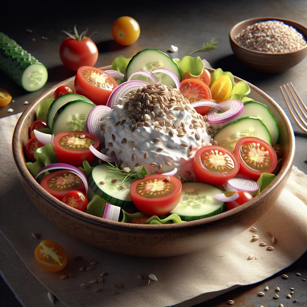 Skyr mit Flohsamenschalen und Tomatensalat