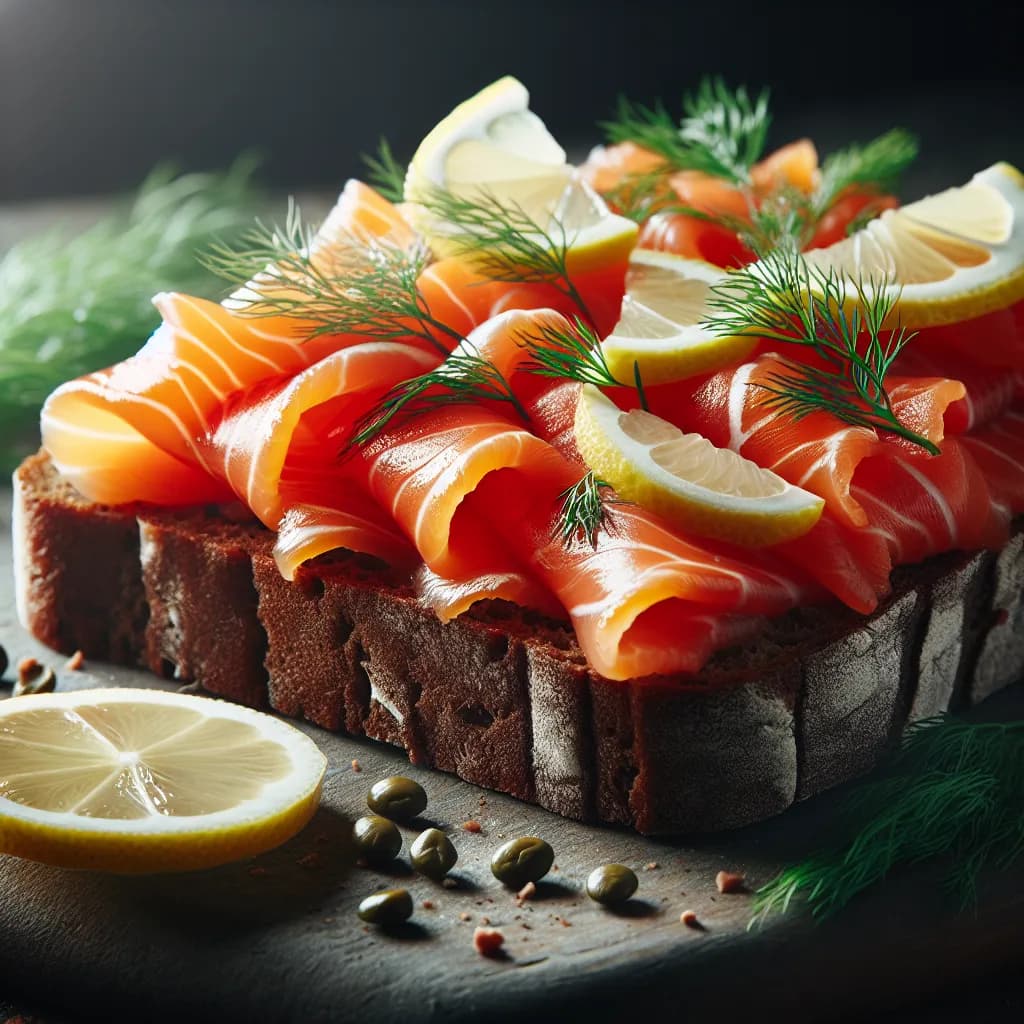 Smörrebröd mit geräuchertem Lachs