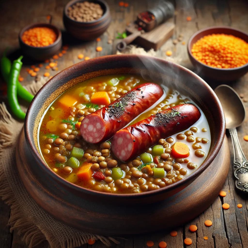 Smoked Sausage and Lentil Soup