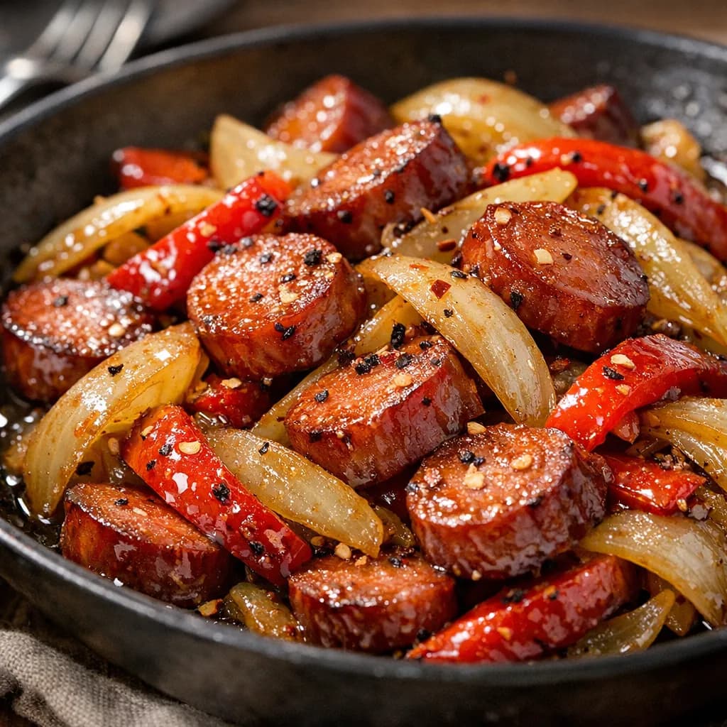 Smoked Vienna & Onion Butter Stir-Fry