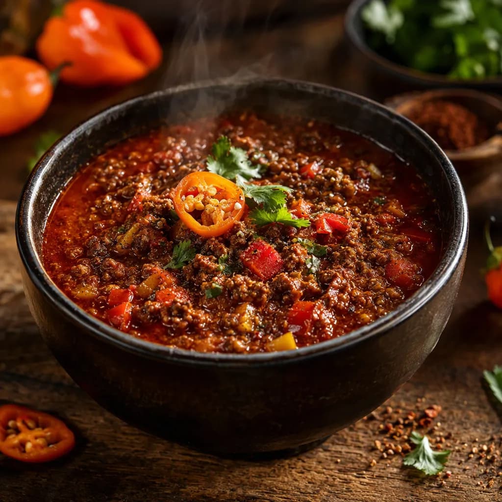 Smoky Superhot Beef Chili Without Beans