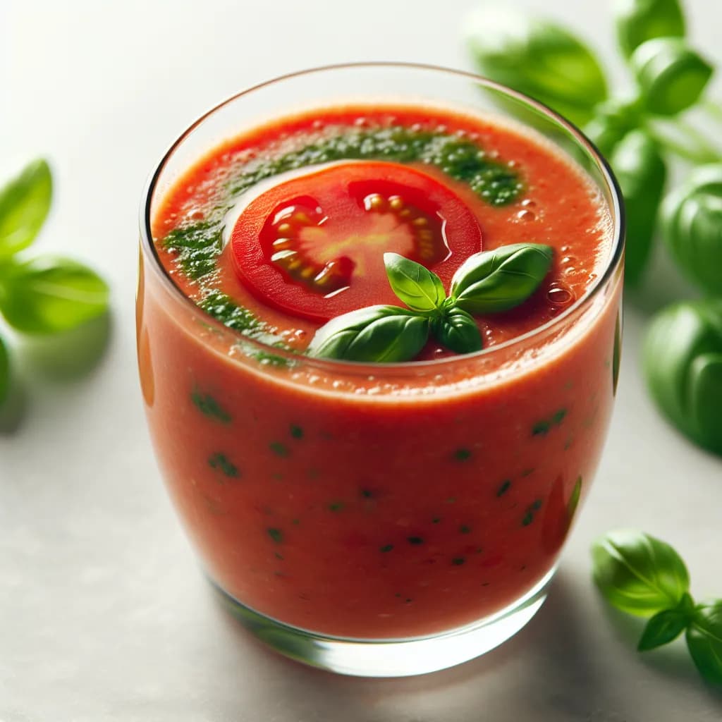 Smoothie salé protéiné à la tomate et basilic