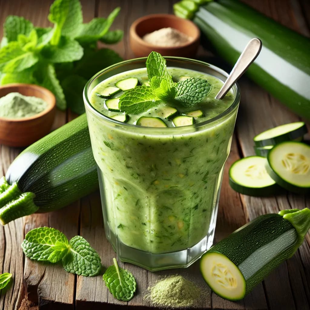 Smoothie salé protéiné aux courgettes et menthe