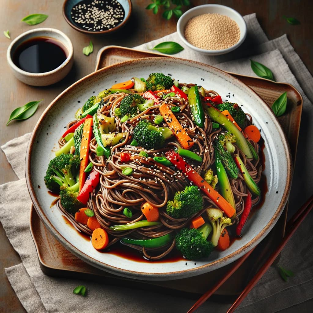 Soba aux Légumes et Sauce Soja
