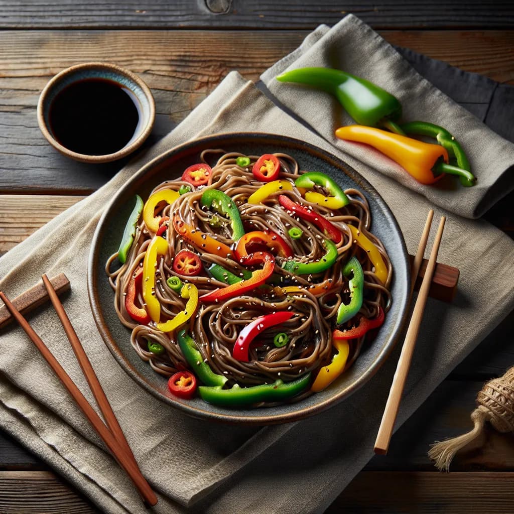 Soba aux Poivrons et Sauce Soja