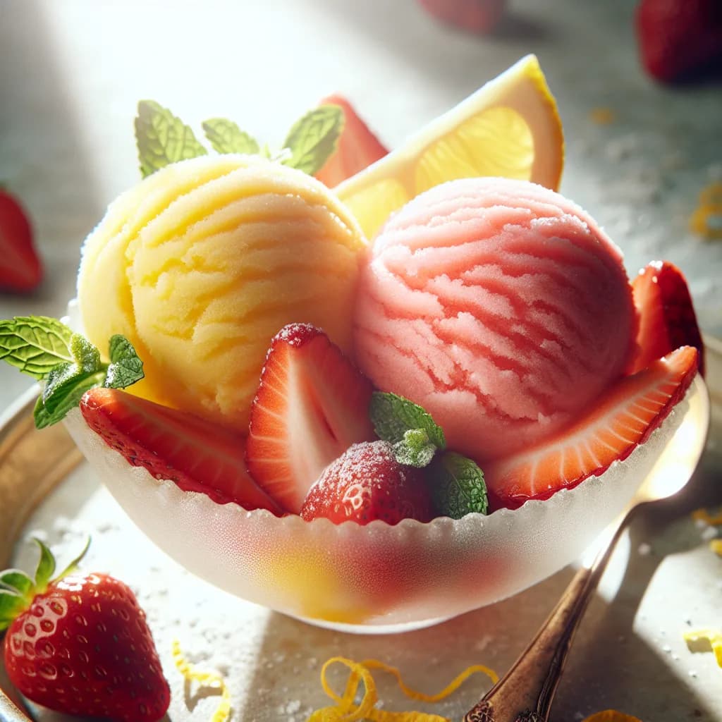 Sorbetto Estivo al Limone e Fragola