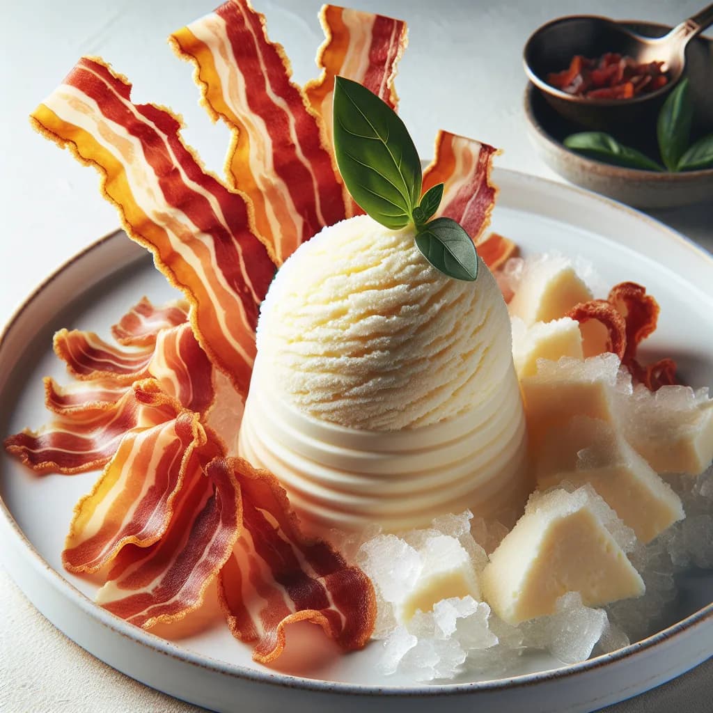 Sorbetto al Pecorino con Croccante di Guanciale