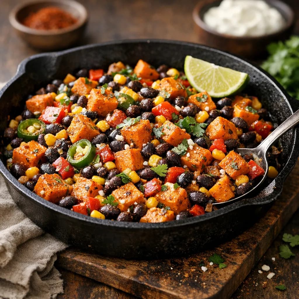 Southwest Sweet Potato & Black Bean Skillet