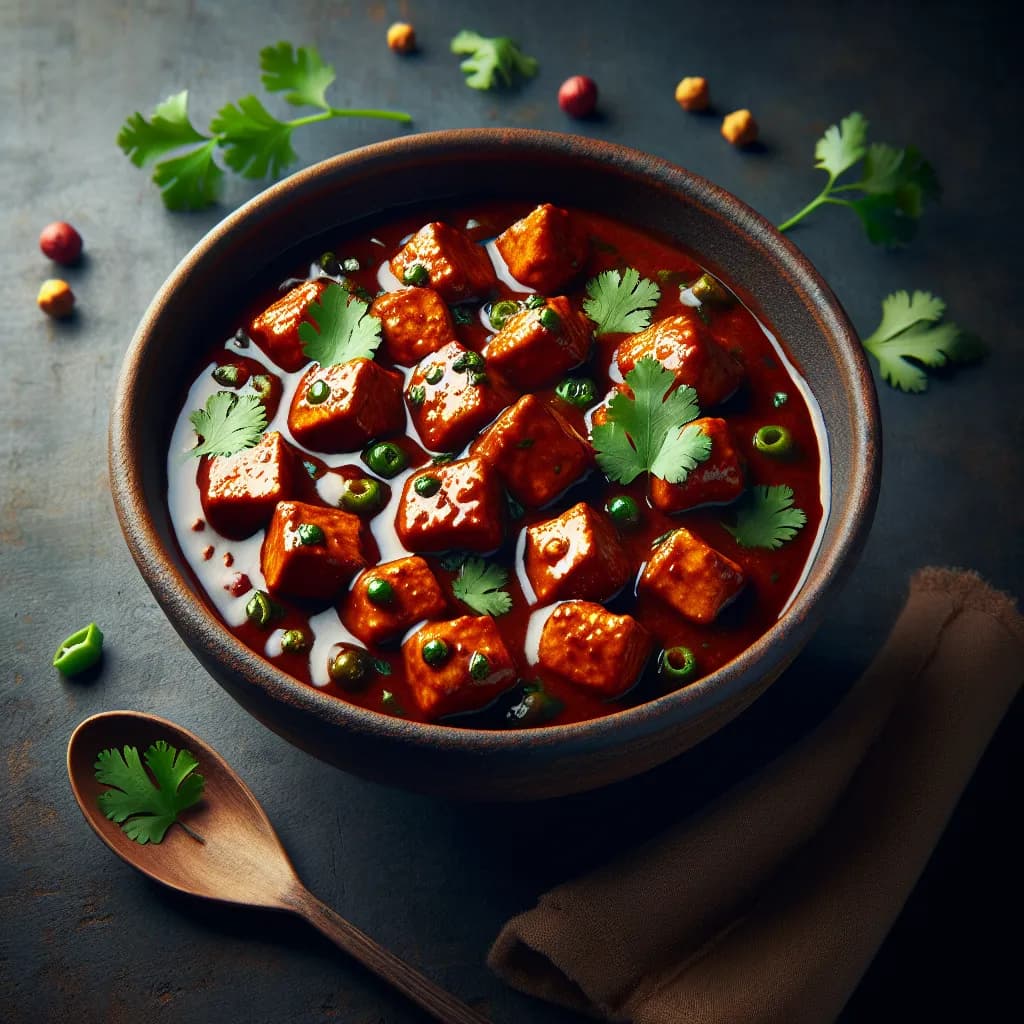 Soya Chunk with Black Chopped Curry