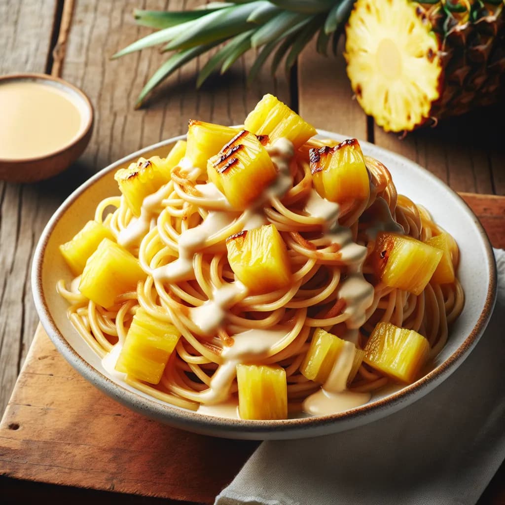 Spaghetti Hawaiana con Ananas e Baileys