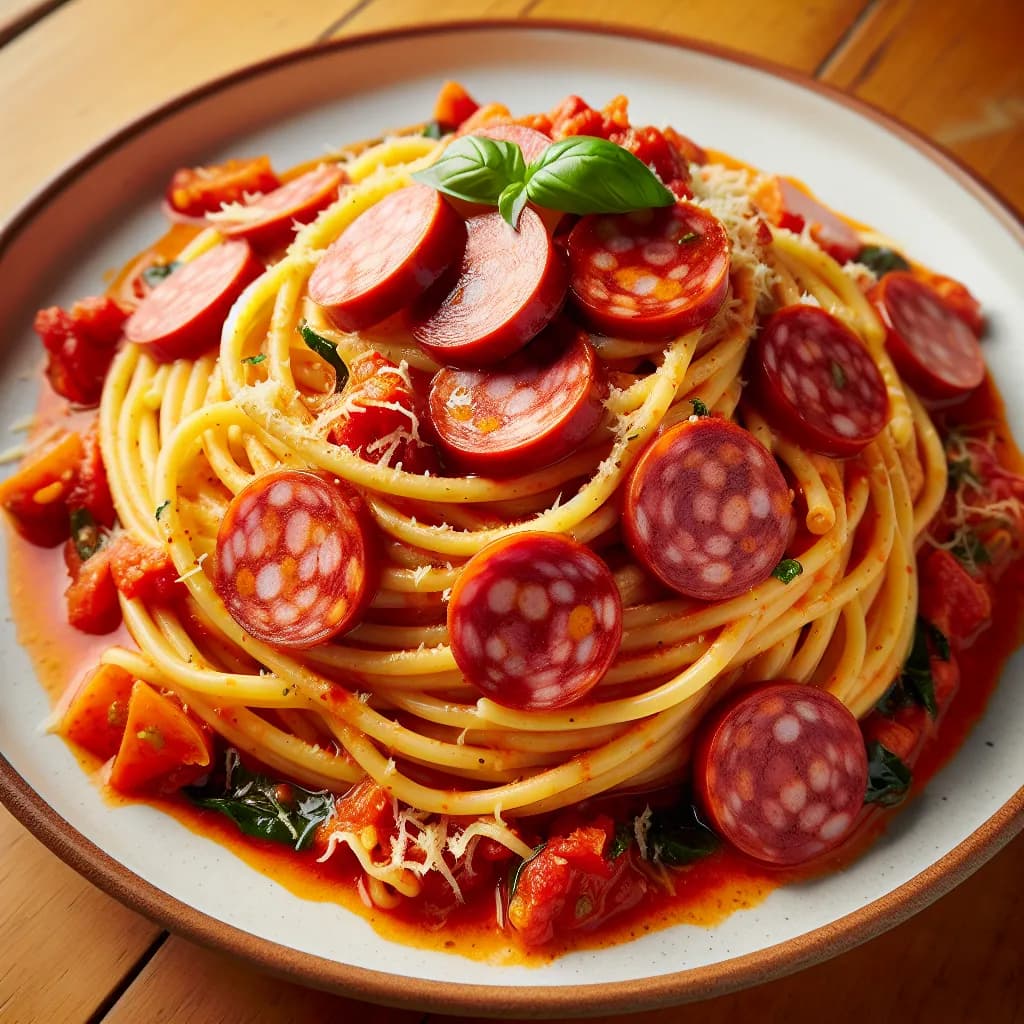 Spaghetti alla Tirolese con Rigatino e Salsiccia