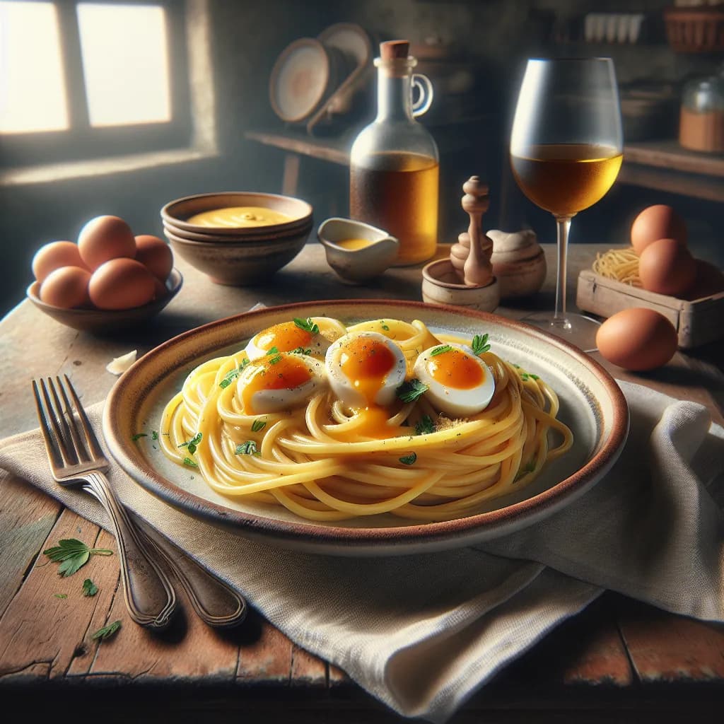 Spaghetti con Crema di Uovo Millenario