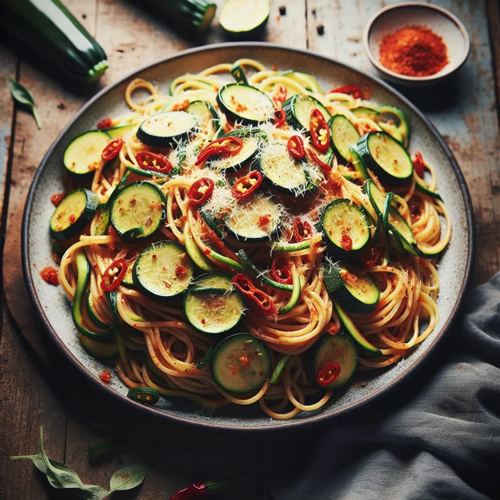 Spaghetti con Zucchine e Peperoncino
