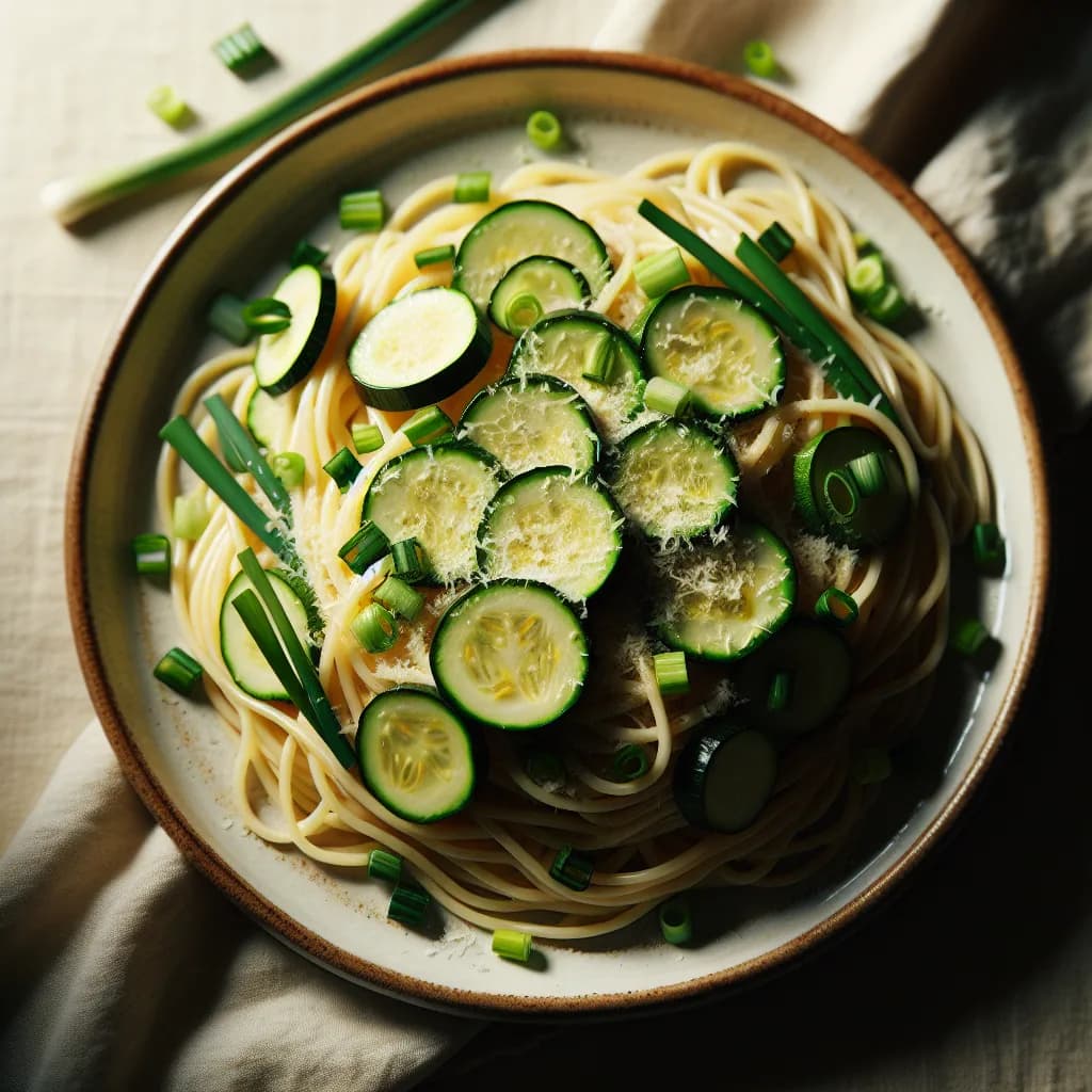 Spaghetti con zucchine e cipollotti