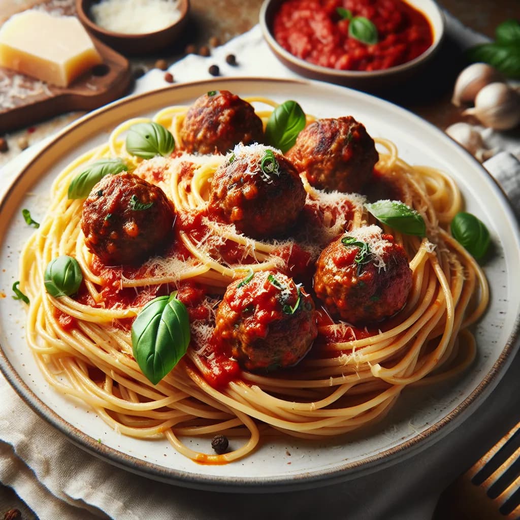 Spaghetti mit italienischen Fleischbällchen