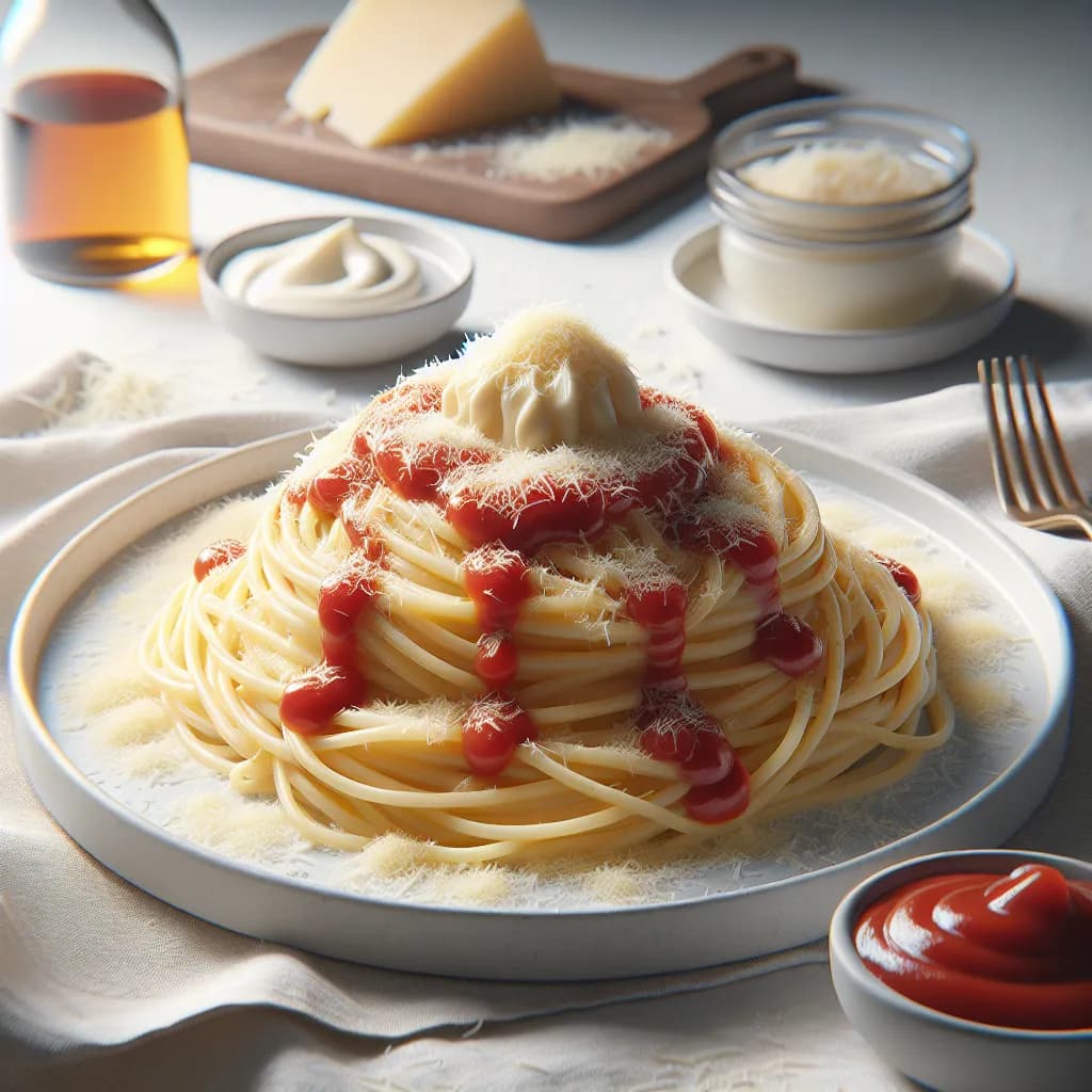 Spaghetti with Creamy Ketchup-Mayo Sauce