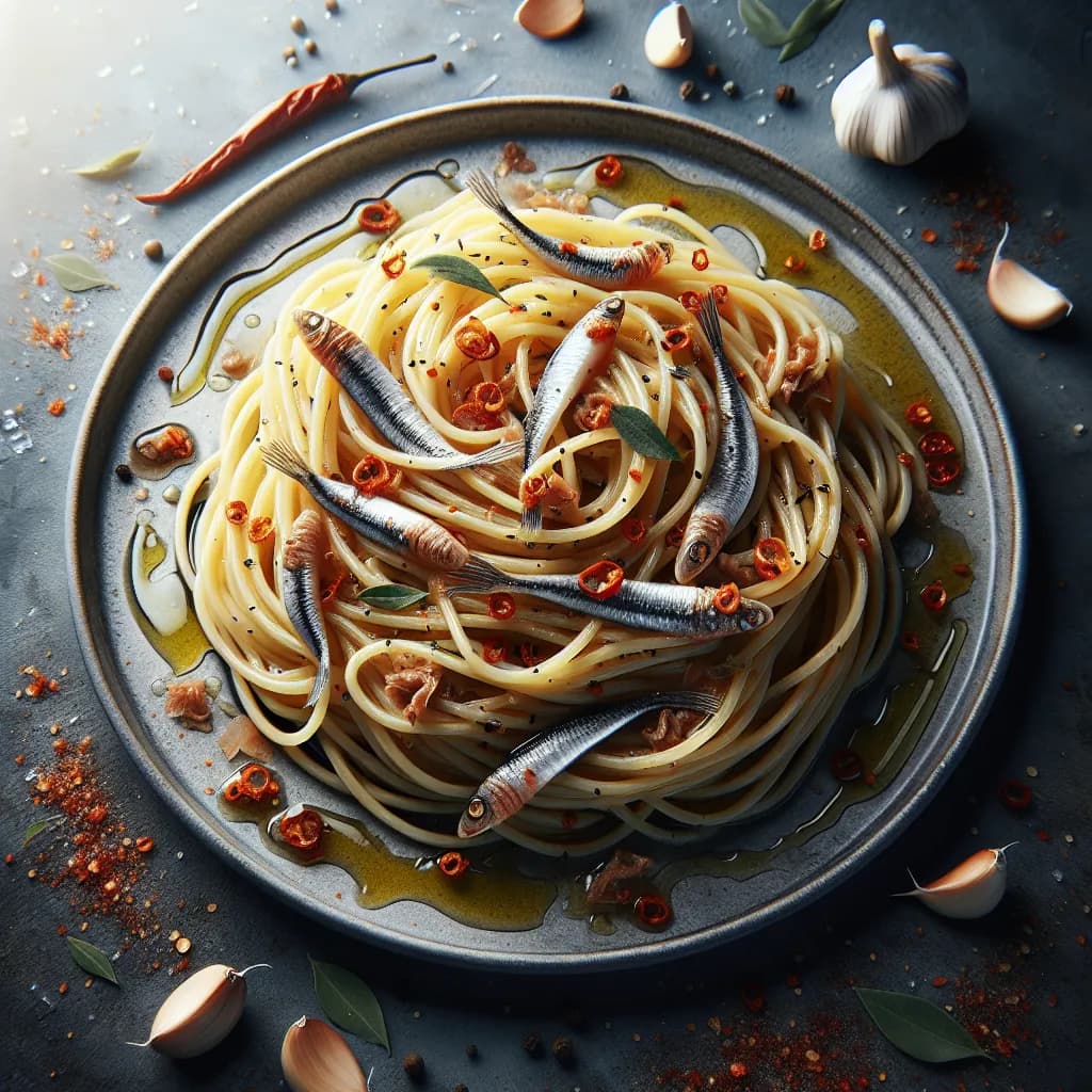 Spaghetti with Garlic, Oil, and Anchovies