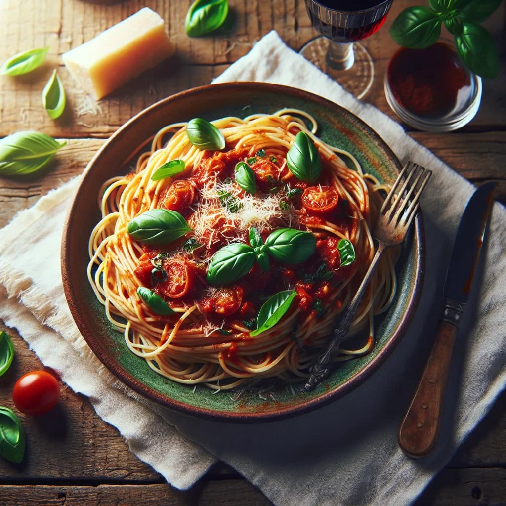 Spaghetti with Tomato Basil Sauce