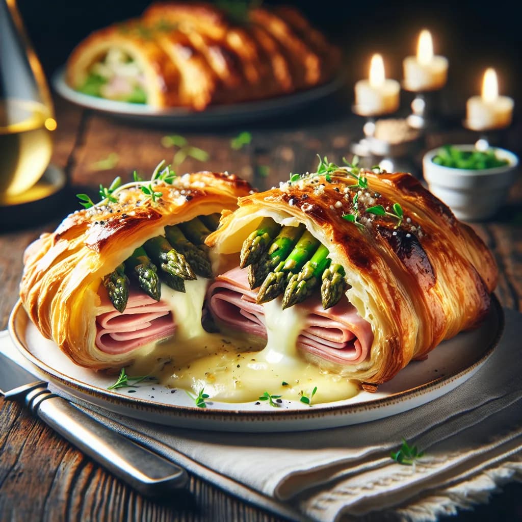 Spargel Cordon Bleu im Blätterteig