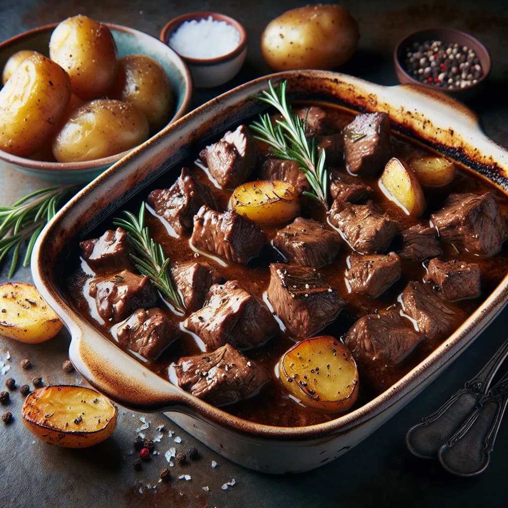 Spezzatino al Forno con Patate e Rosmarino