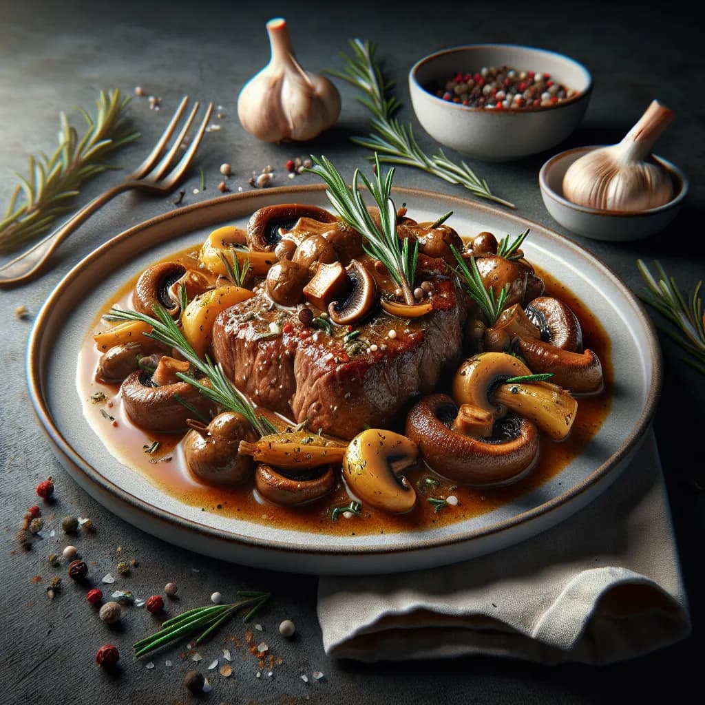 Spezzatino di Vitello al Forno con Rosmarino e Funghi