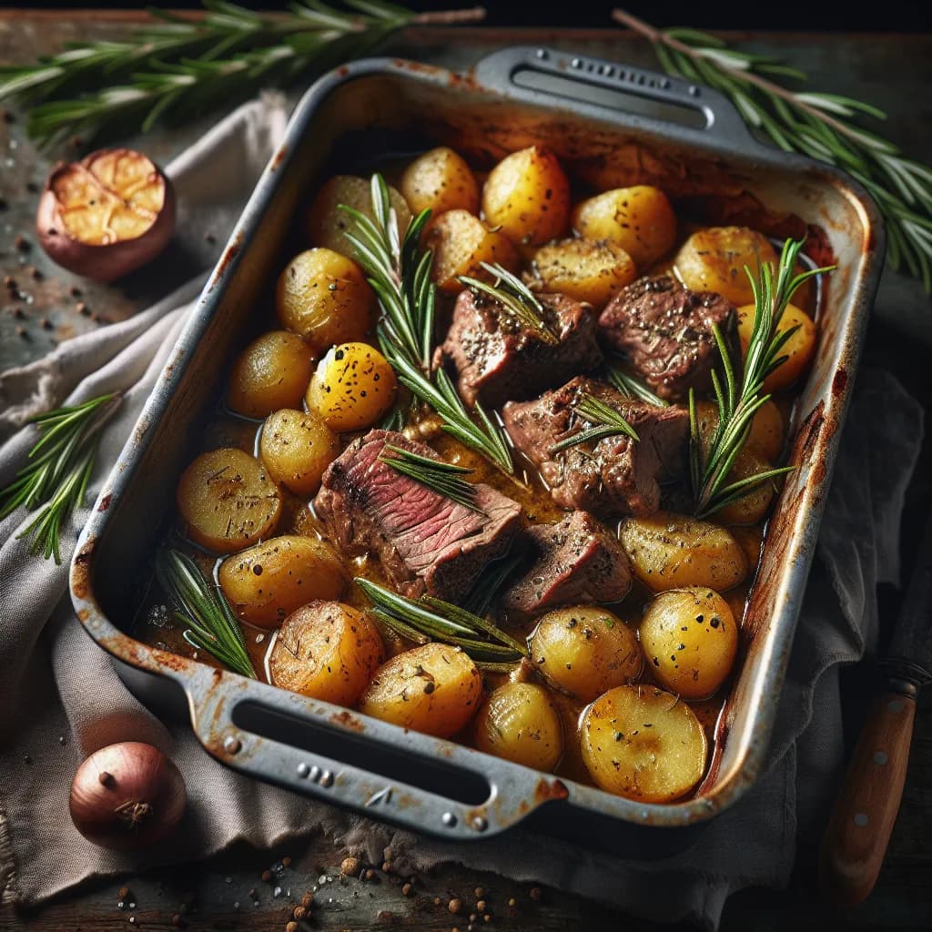 Spezzatino di Vitello al Forno con Rosmarino e Patate