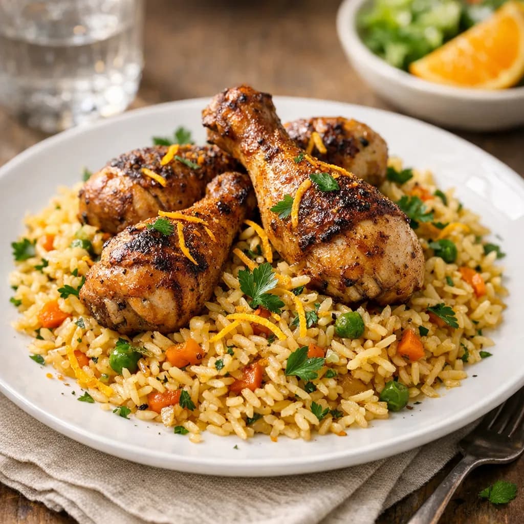 Spiced Drumstick and Rice Pilaf