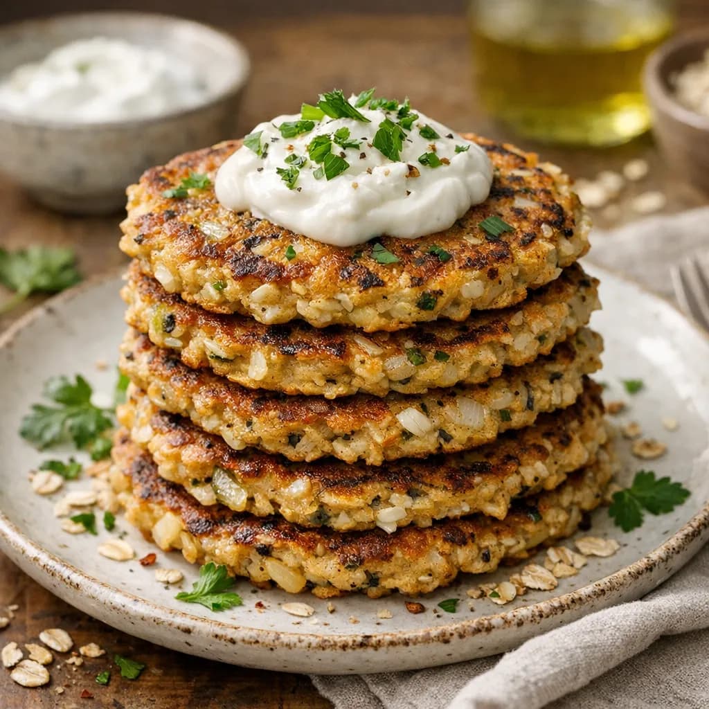 Spiced Oat and Onion Pancakes