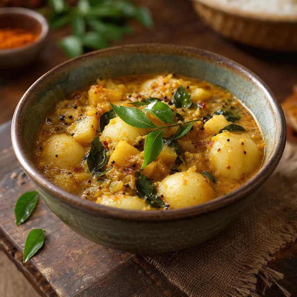 Spiced Potato Curry with Rice Flour Dumplings