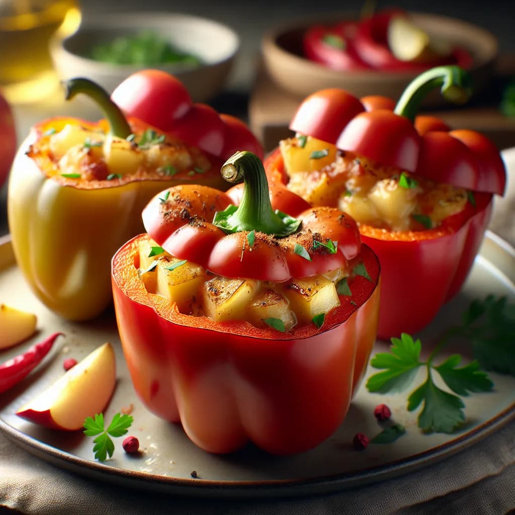 Spicy Apple and Cheese Stuffed Peppers
