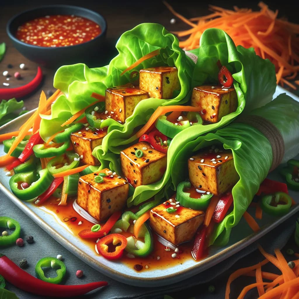 Spicy Asian Tofu Lettuce Wraps