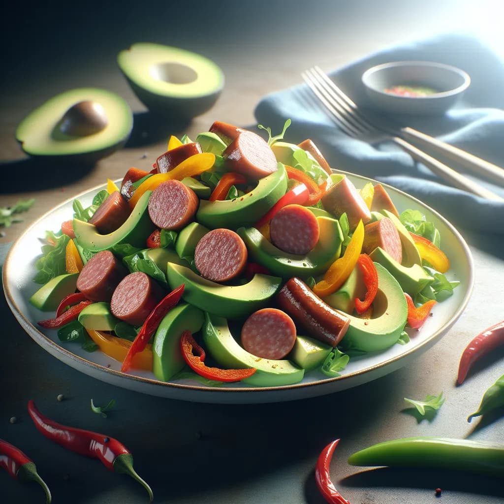 Spicy Avocado Sausage Salad