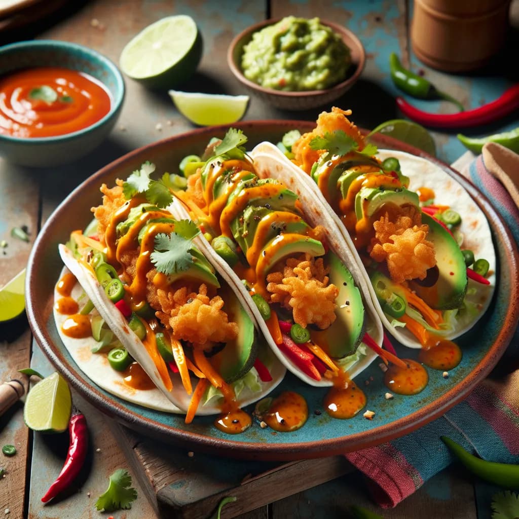 Spicy Avocado Tempura Tacos