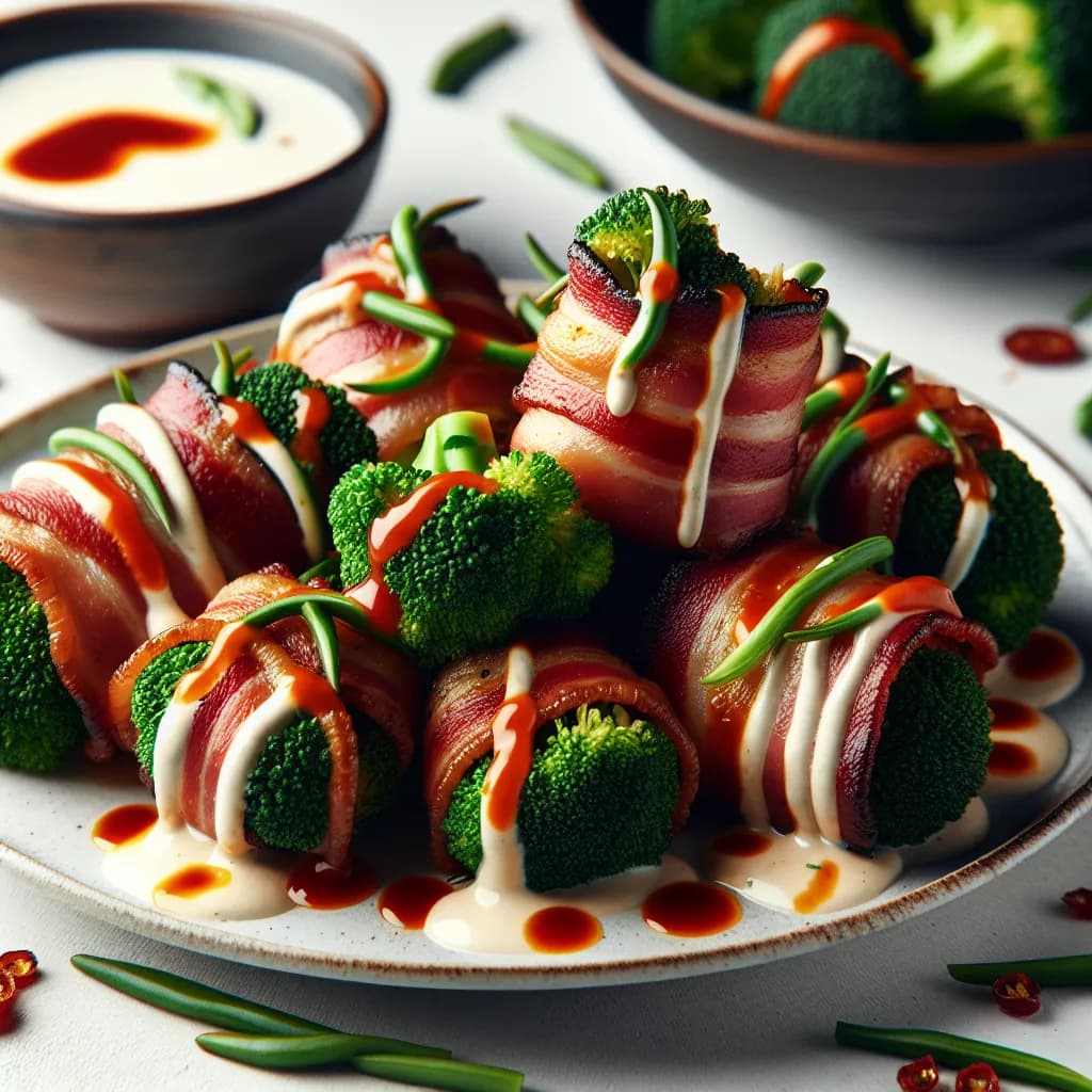 Spicy Bacon-Wrapped Broccoli