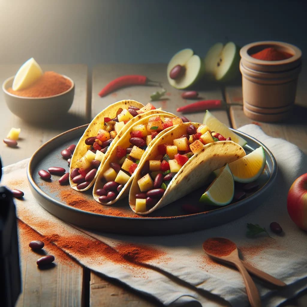 Spicy Bean and Fruit Tacos