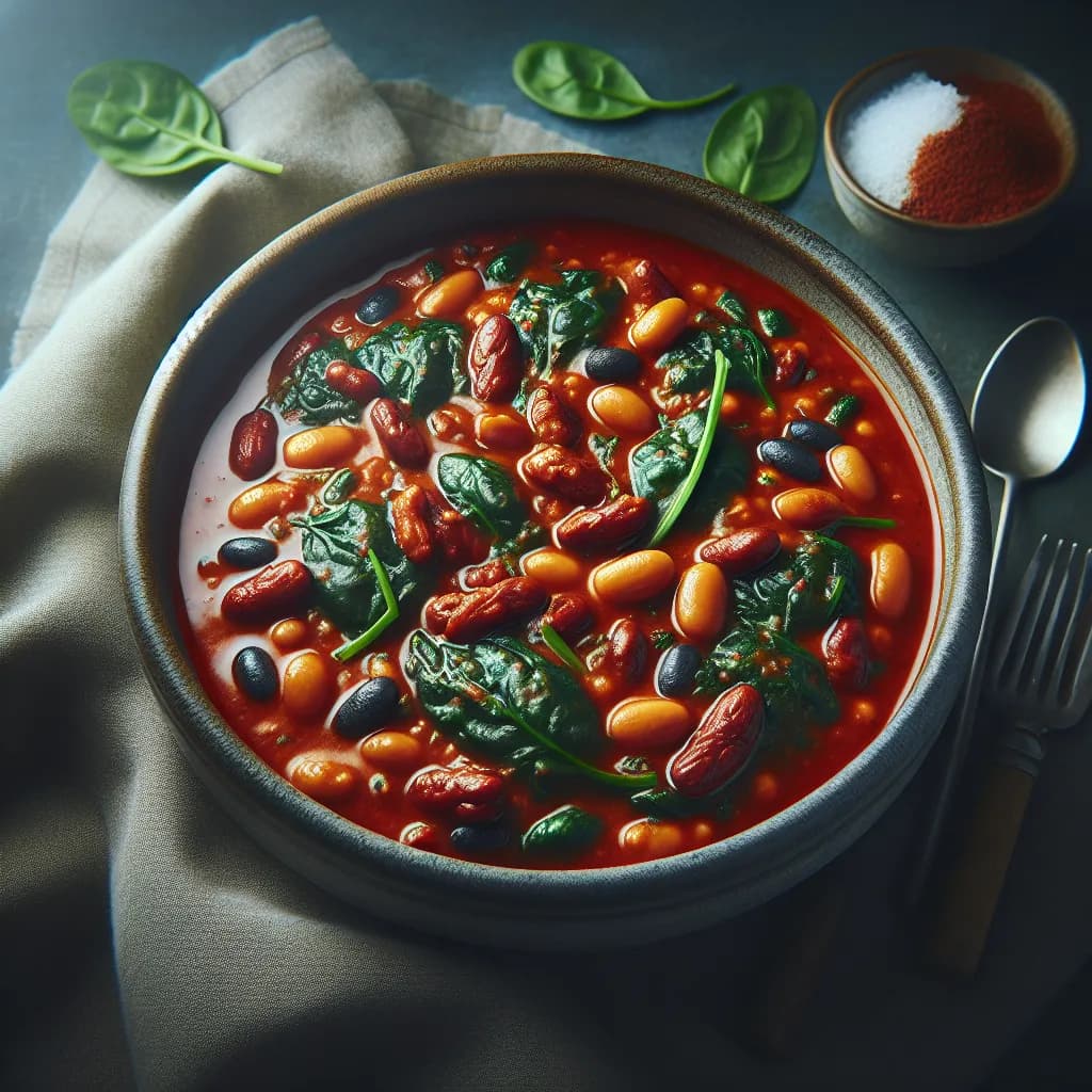 Spicy Bean and Spinach Stew