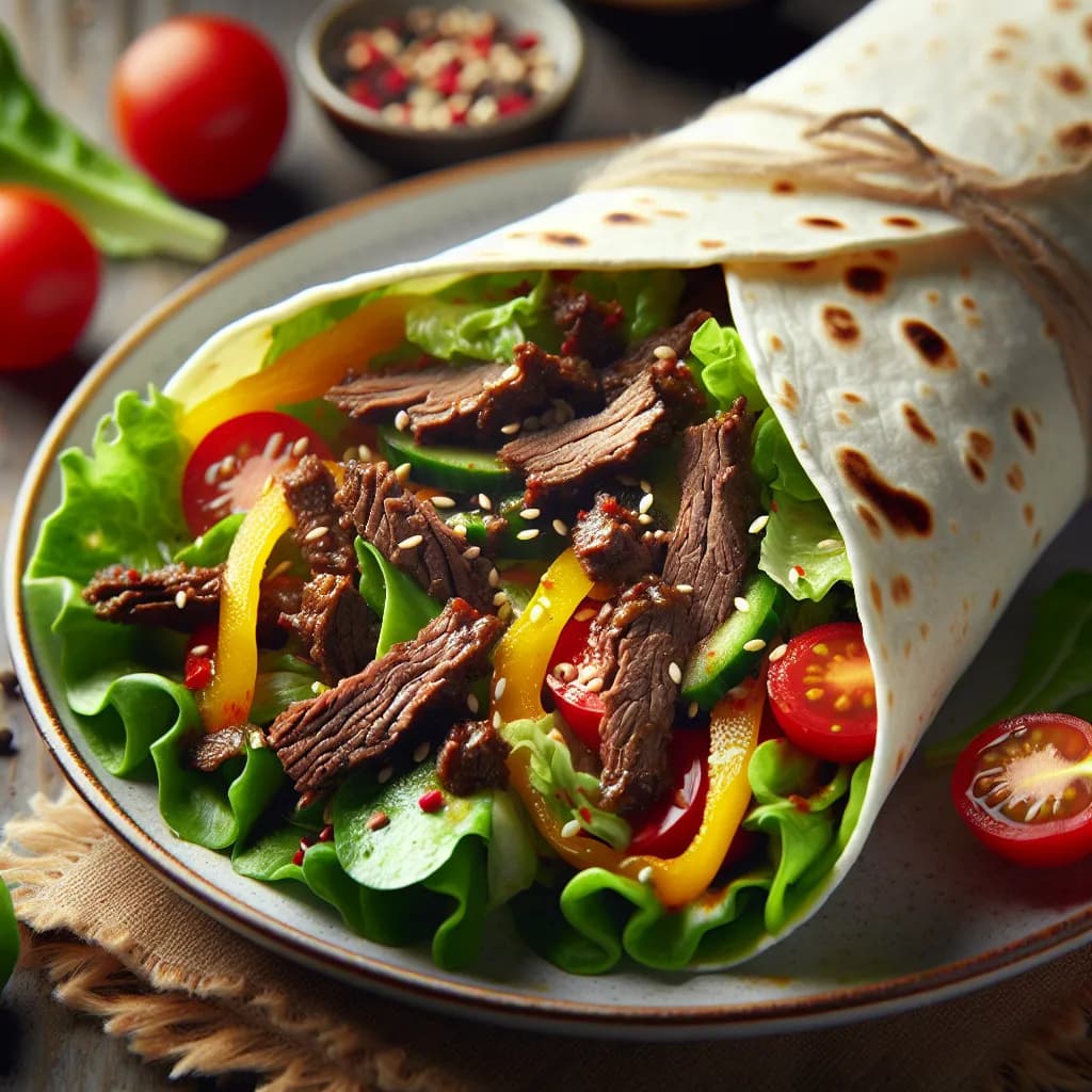 Spicy Beef Salad Wrap