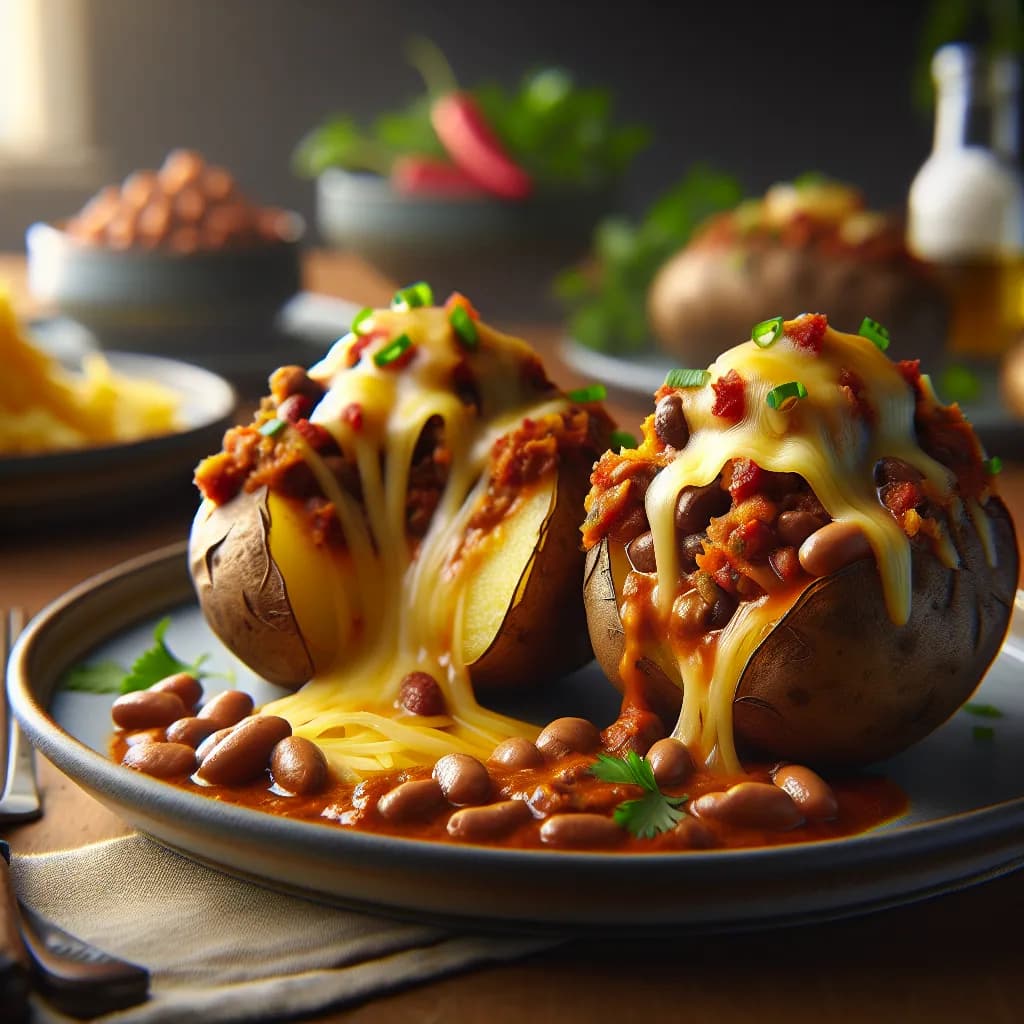 Spicy Beef and Bean Stuffed Potatoes