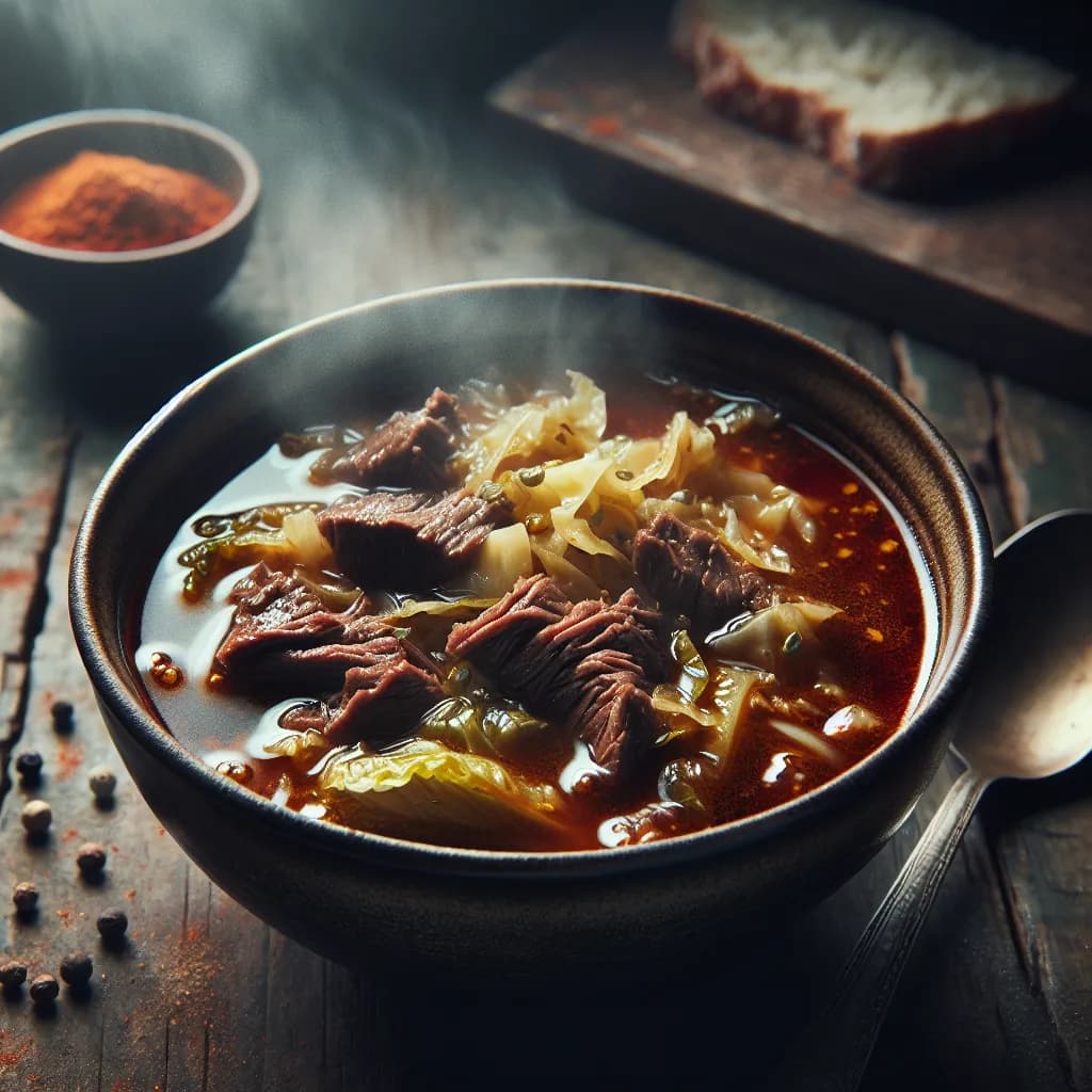Spicy Beef and Cabbage Soup