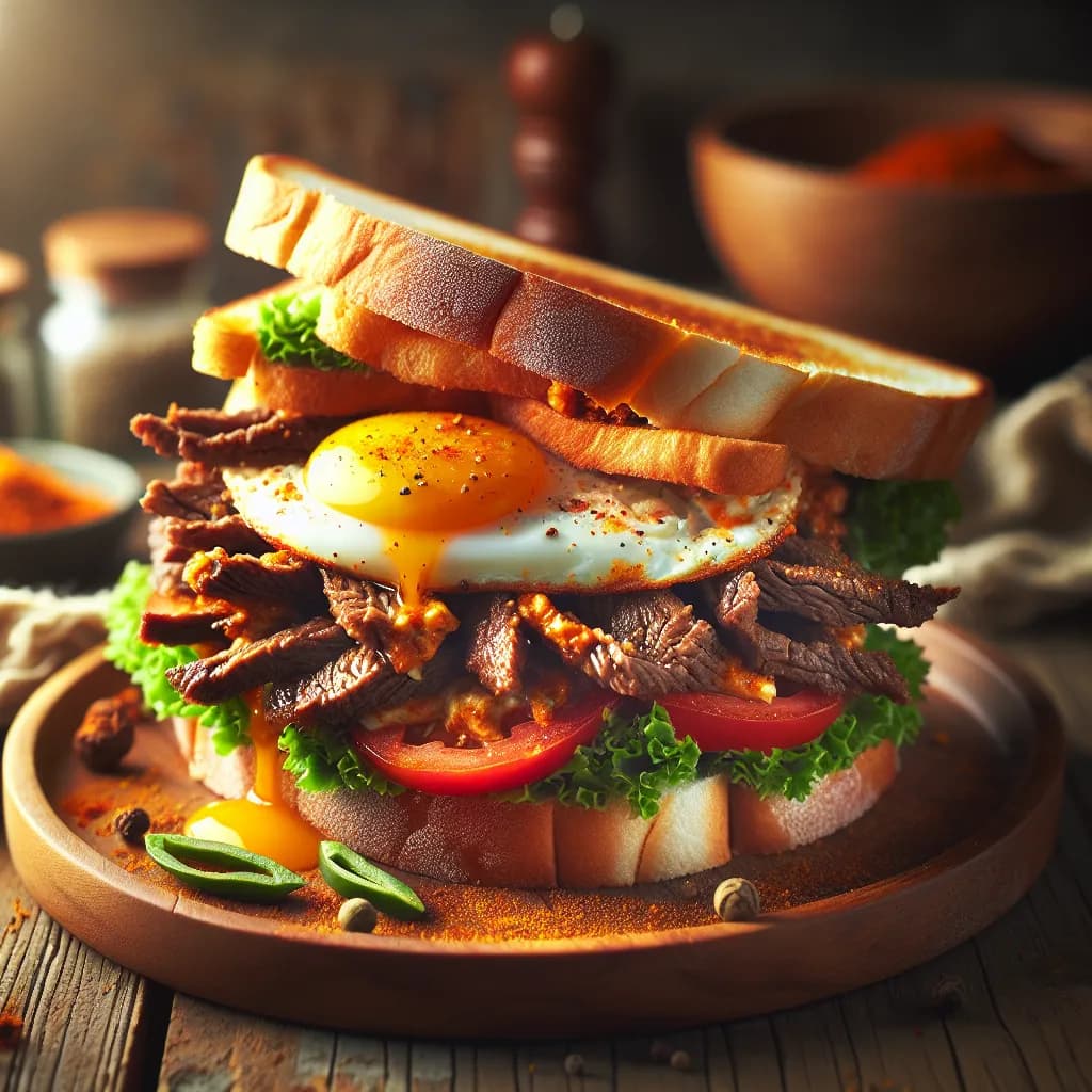 Spicy Beef and Egg Sandwich