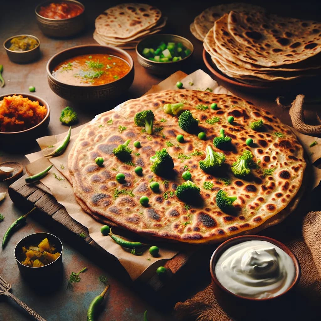 Spicy Broccoli and Wheat Paratha